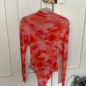 Vibrant Red Tie-Dye Long Sleeve Top